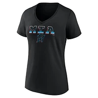 Women's Black Miami Marlins Hometown Graphic V-Neck T-Shirt