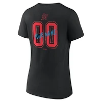 T-shirt à col en V personnalisé avec nom et numéro Miami Marlins Hustle noir pour femmes