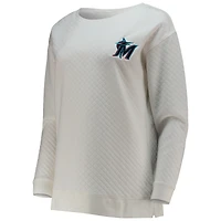 Chandail à enfiler matelassé Concepts Sport Miami Marlins pour femme, blanc/crème