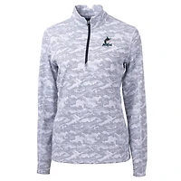 Women's Cutter & Buck Charcoal Miami Marlins Traverse Camo Print Stretch Quarter-Zip Pullover Top