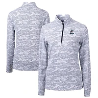 Women's Cutter & Buck Charcoal Miami Marlins Traverse Camo Print Stretch Quarter-Zip Pullover Top