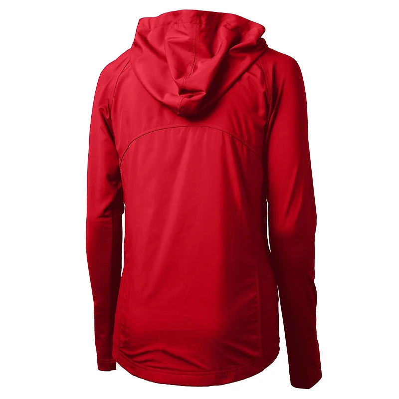 Women's Cutter & Buck Red Miami Marlins Americana Logo Adapt Eco Knit Hybrid Recycled Full-Zip Hoodie