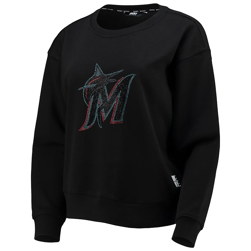 Women's DKNY Sport Black Miami Marlins Carrie Pullover Sweatshirt