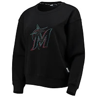 Women's DKNY Sport Black Miami Marlins Carrie Pullover Sweatshirt