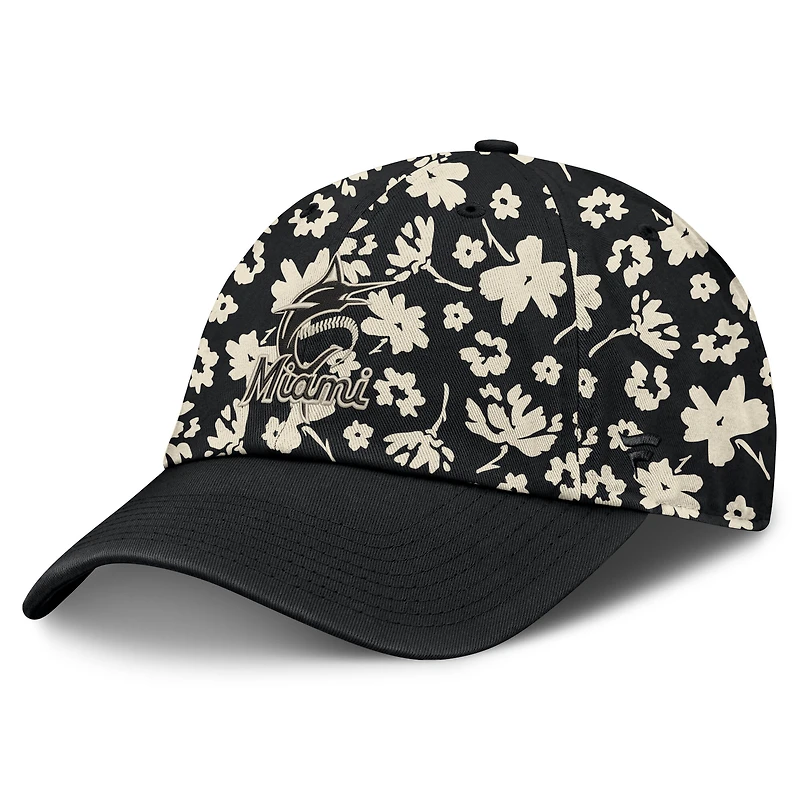 Women's Fanatics Black Miami Marlins Blossom Adjustable Hat