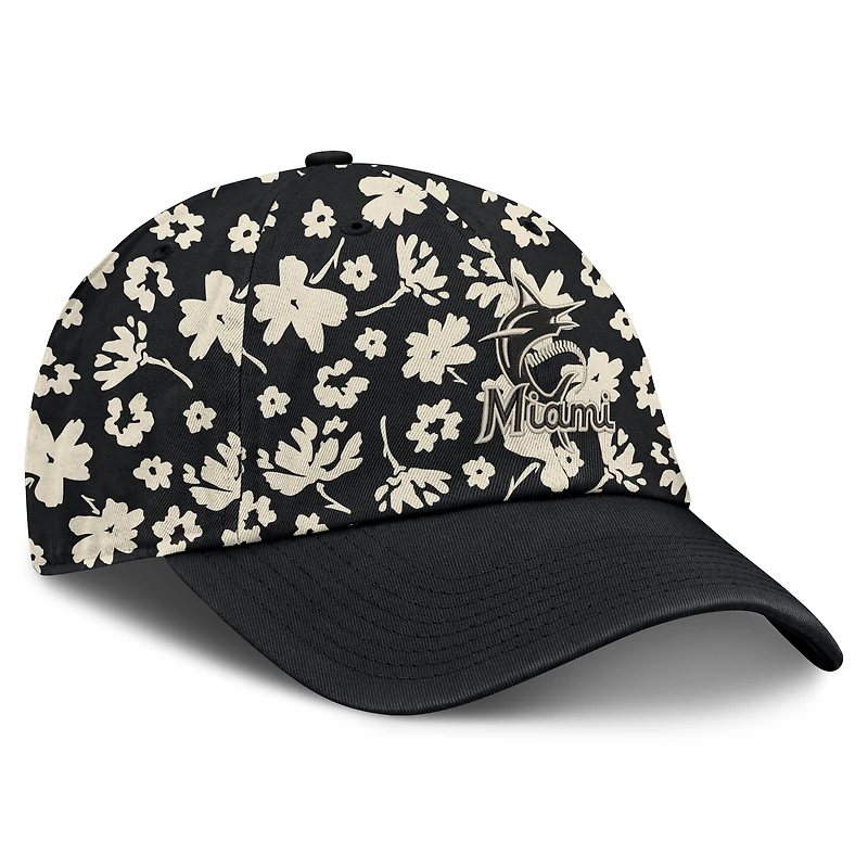 Chapeau ajustable Fanatics noir Miami Marlins Blossom pour femme