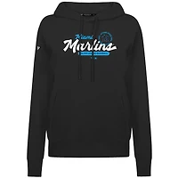 Women's Levelwear Black Miami Marlins Accolade Adorn Monument Pullover Hoodie