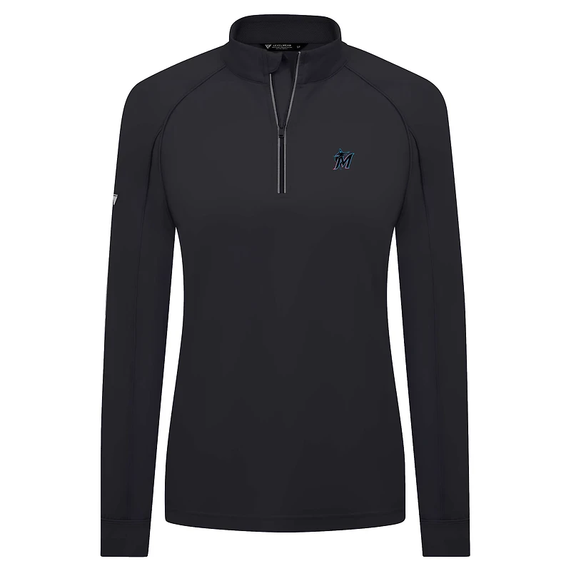 Women's Levelwear Black Miami Marlins Kinetic Insignia 2.0 Raglan Quarter-Zip Top