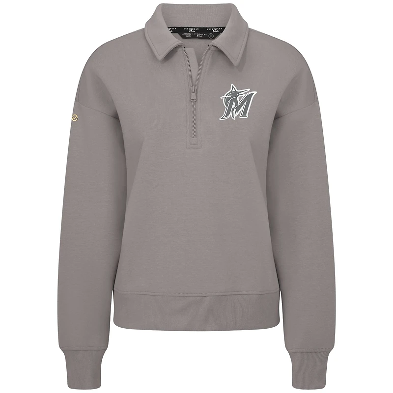 Women's Levelwear Gray Miami Marlins Canmore Quarter-Zip Pullover