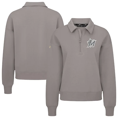 Women's Levelwear Gray Miami Marlins Canmore Quarter-Zip Pullover