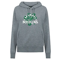 Sweat à capuche gris pour femme Levelwear Miami Marlins St. Patrick's Day Adorn Shamrock