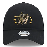 Women's New Era  Black Miami Marlins 2024 Armed Forces Day 9TWENTY Adjustable Hat