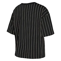 Women's New Era Black Miami Marlins Cooperstown Collection Multiplier Pinstripe Cropped T-Shirt