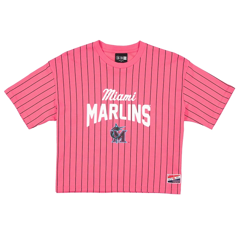 Women's New Era Pink Miami Marlins 2025 City Connect Pinstripe T-Shirt