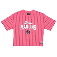 Women's New Era Pink Miami Marlins 2025 City Connect Pinstripe T-Shirt