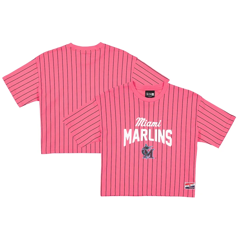 T-shirt à rayures fines City Connect 2025 des Marlins de Miami New Era pour femme
