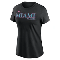 T-shirt Nike noir pour femme avec logo City Connect des Miami Marlins 2025