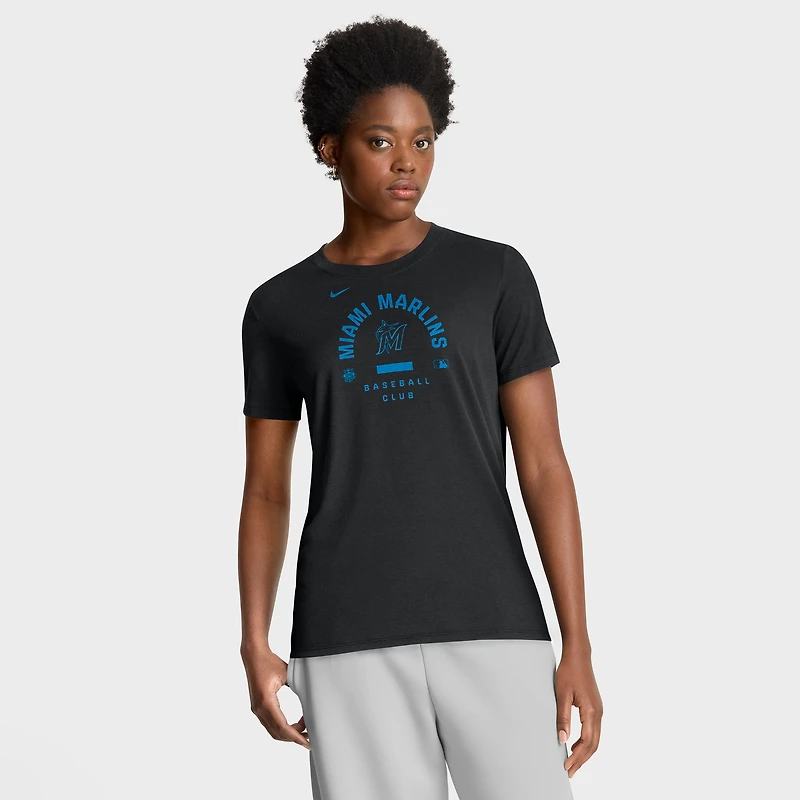 Women's Nike Black Miami Marlins Authentic Collection Early Work Tri-Blend Dri-FIT T-Shirt
