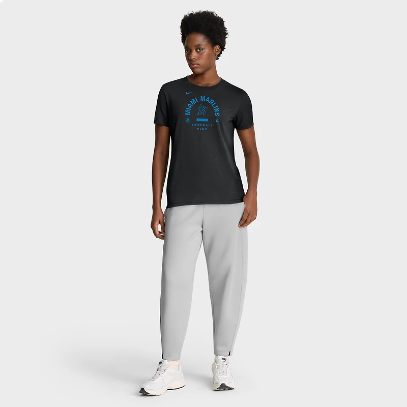 T-shirt Nike noir Miami Marlins Authentic Collection Early Work Tri-Blend Dri-FIT pour femme