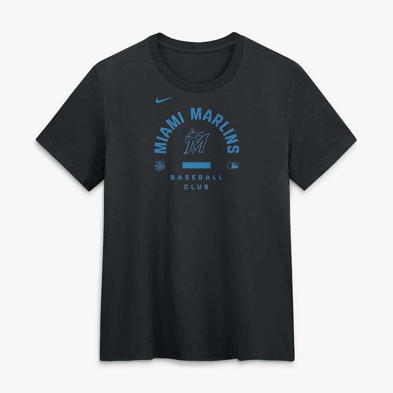Women's Nike Black Miami Marlins Authentic Collection Early Work Tri-Blend Dri-FIT T-Shirt