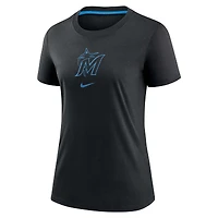 Women's Nike Black Miami Marlins Authentic Collection Early Work Tri-Blend T-Shirt