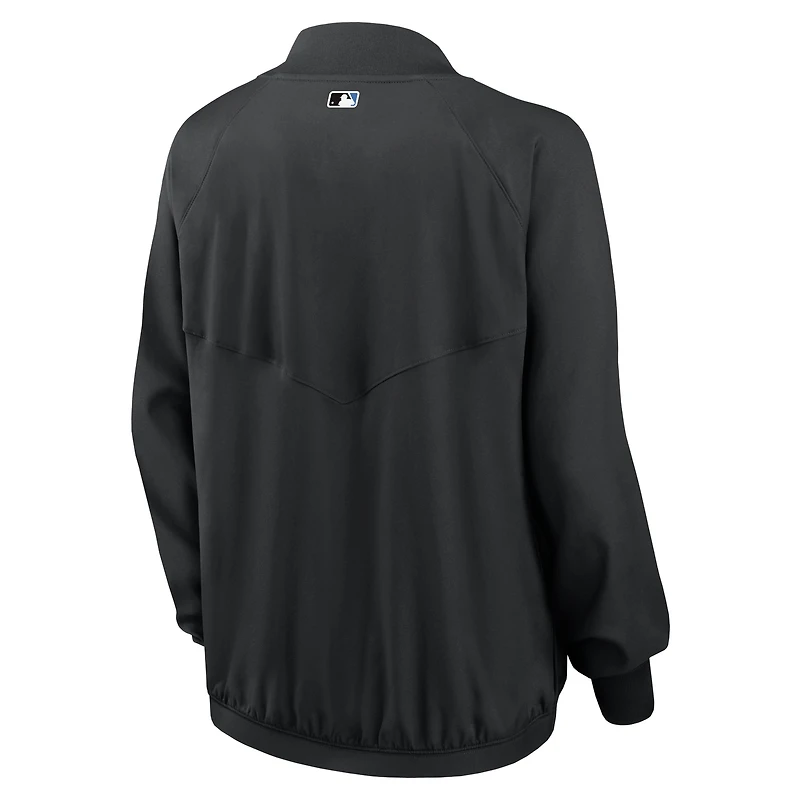 Women's Nike Black Miami Marlins Authentic Collection Team Raglan Performance Full-Zip Jacket