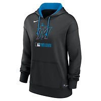 Women's Nike Black Miami Marlins Authentic Collection Therma Hoodie
