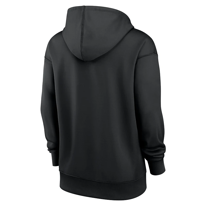 Women's Nike Black Miami Marlins Authentic Collection Therma Hoodie