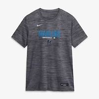 T-shirt Nike Velocity Dri-FIT Authentic Collection pour femme, noir, Miami Marlins