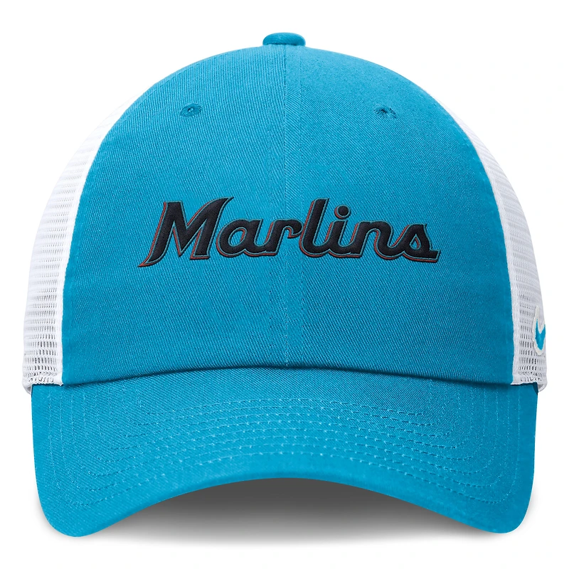 Casquette trucker ajustable Nike bleue et blanche Miami Marlins Club pour femme