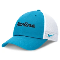 Casquette trucker ajustable Nike bleue et blanche Miami Marlins Club pour femme