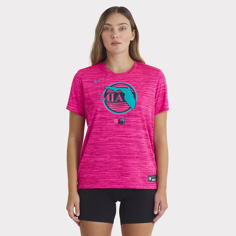 Women's Nike Pink Miami Marlins 2025 City Connect Authentic Collection Velocity Dri-FIT T-Shirt
