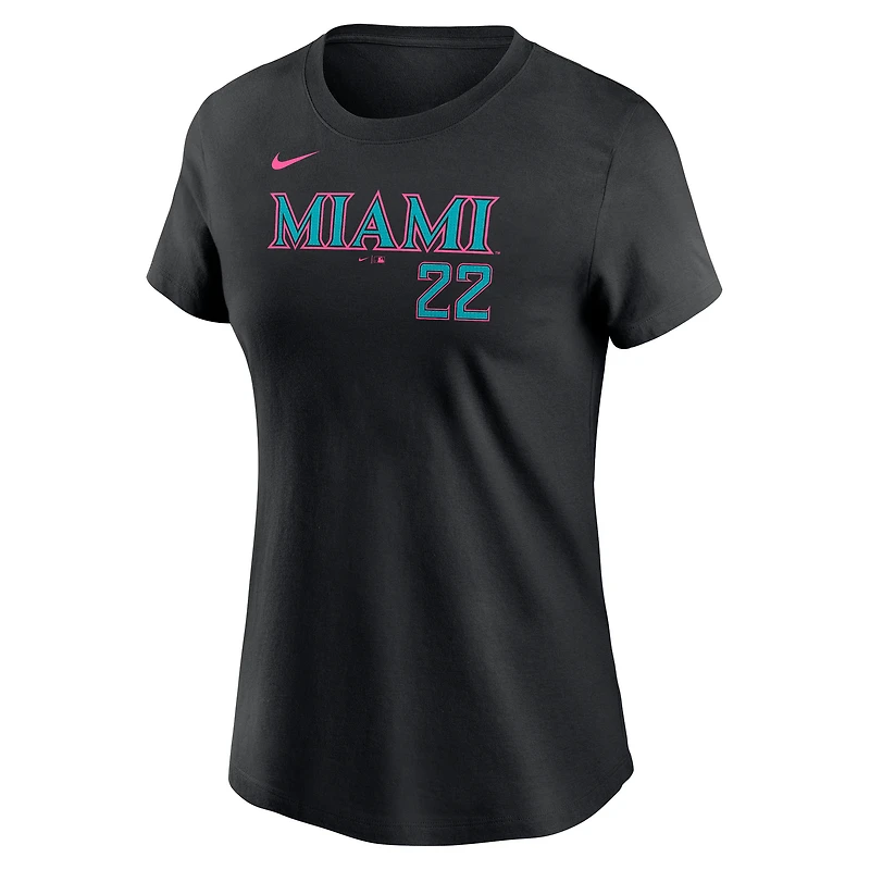 Women's Nike Sandy Alcantara Black Miami Marlins 2025 City Connect Fuse Name & Number T-Shirt