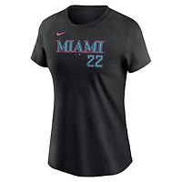 Women's Nike Sandy Alcantara Black Miami Marlins 2025 City Connect Fuse Name & Number T-Shirt
