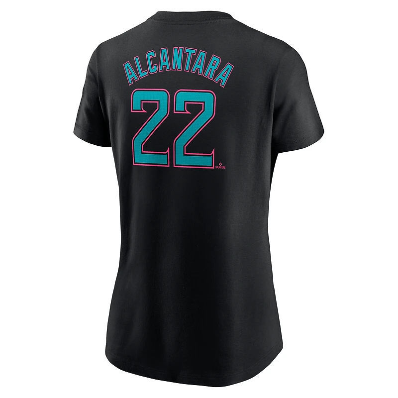Women's Nike Sandy Alcantara Black Miami Marlins 2025 City Connect Fuse Name & Number T-Shirt