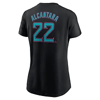Women's Nike Sandy Alcantara Black Miami Marlins 2025 City Connect Fuse Name & Number T-Shirt