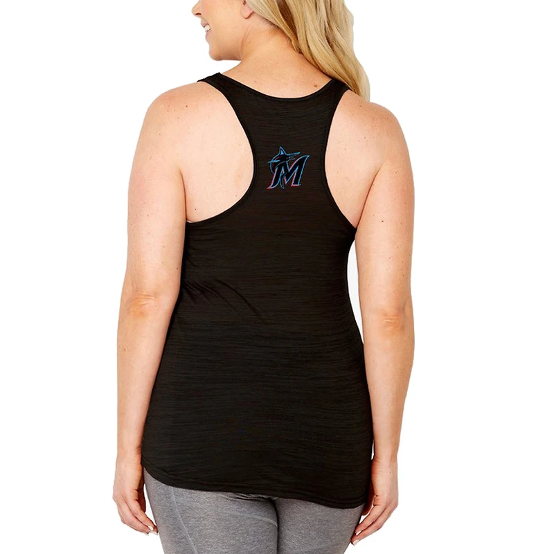 Women's Soft as a Grape Black Miami Marlins Plus Swing for the Fences Racerback Tank Top