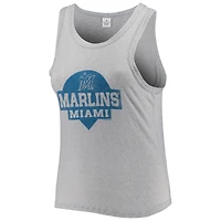 Women's Soft as a Grape Gray Miami Marlins Plus High Neck Tri-Blend Tank Top