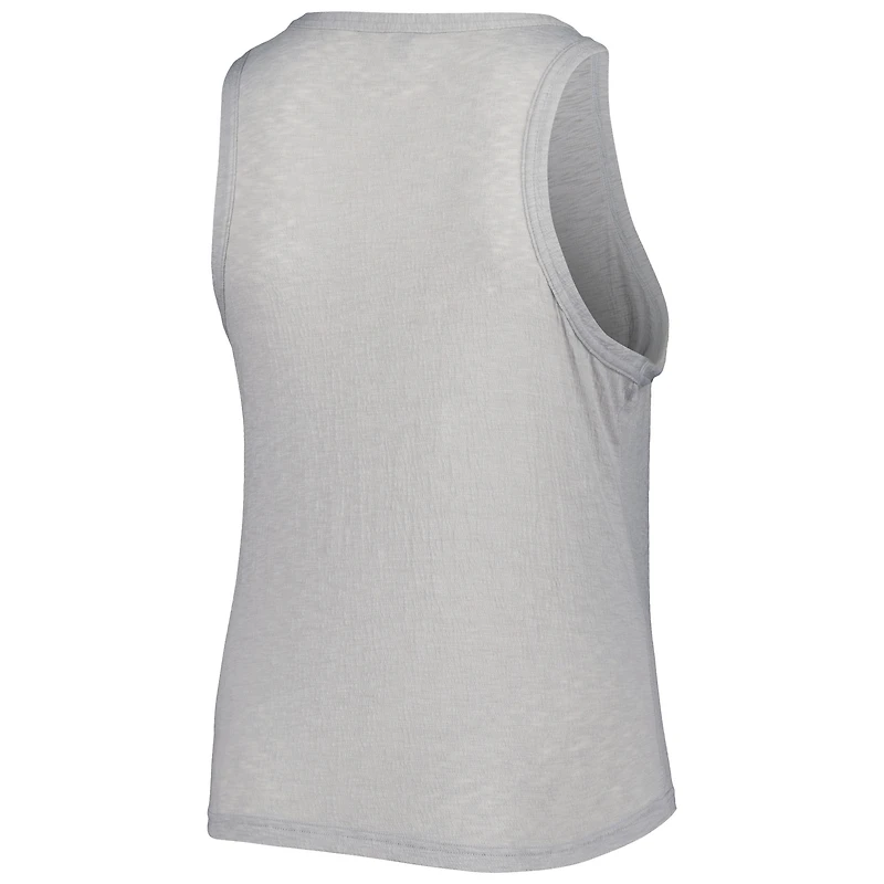 Women's Soft as a Grape Gray Miami Marlins Plus High Neck Tri-Blend Tank Top
