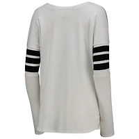 Women's Tiny Turnip White Miami Marlins Jalynne Jersey Tri-Blend Long Sleeve V-Neck T-Shirt
