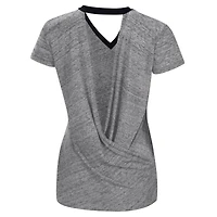 Women's Touch Black Miami Marlins Halftime Back Wrap Top V-Neck T-Shirt