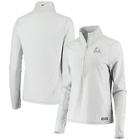 Women's Vineyard Vines Gray Miami Marlins Performance Grid Half-Zip Pullover Top