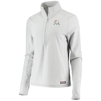 Women's Vineyard Vines Gray Miami Marlins Performance Grid Half-Zip Pullover Top