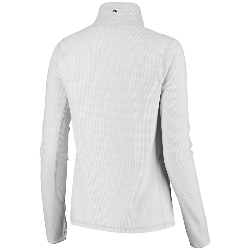 Women's Vineyard Vines Gray Miami Marlins Performance Grid Half-Zip Pullover Top