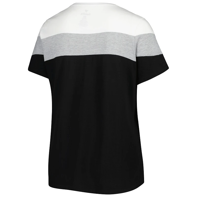 Women's White/Black Miami Marlins Plus Colorblock T-Shirt