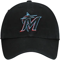 Youth '47 Black Miami Marlins Team Logo Clean Up Adjustable Hat