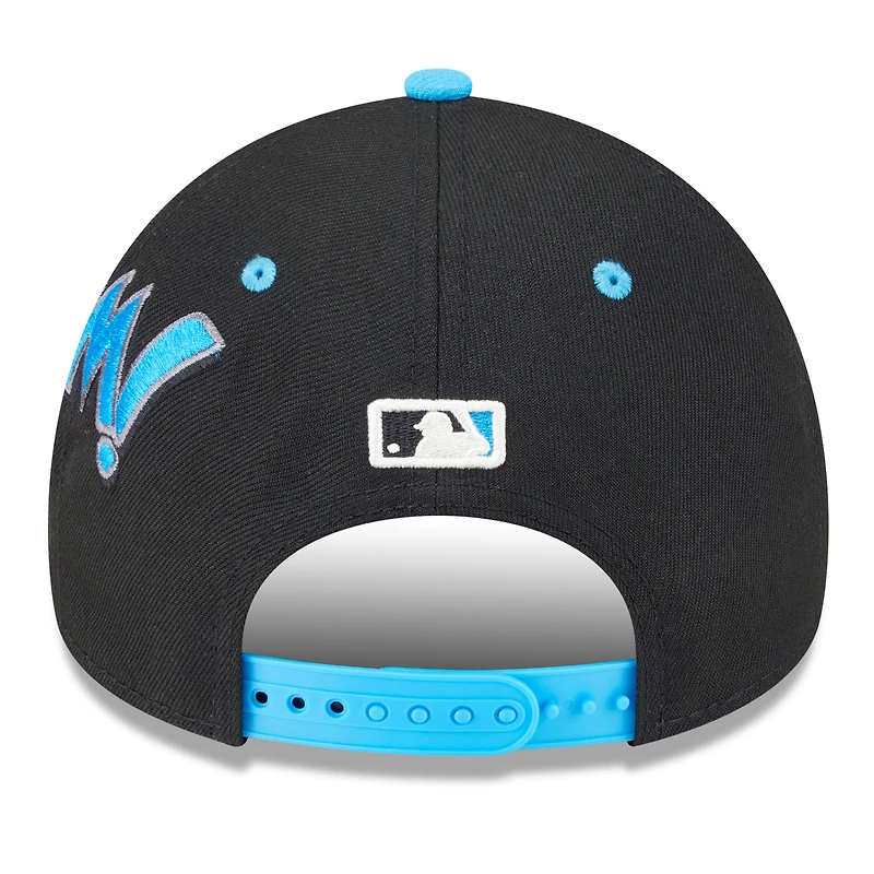 Casquette ajustable New Era noire/bleue Miami Marlins 2025 MLB Players' Weekend 9FORTY