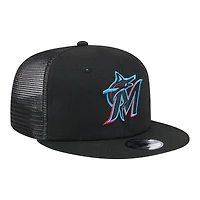 Casquette trucker snapback New Era 9FIFTY noire Miami Marlins pour jeunes