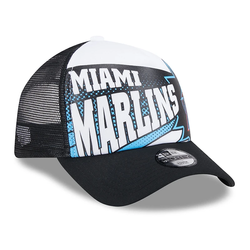 Casquette réglable noire Miami Marlins Boom 9FORTY pour jeune New Era