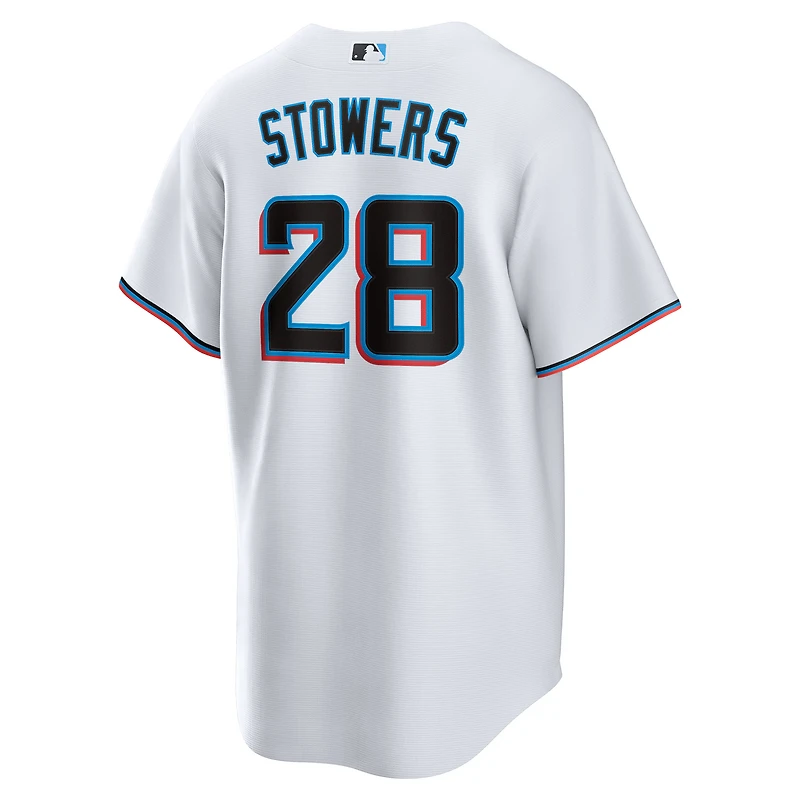 Maillot Nike Kyle Stowers blanc pour jeunes, réplique domicile des Miami Marlins